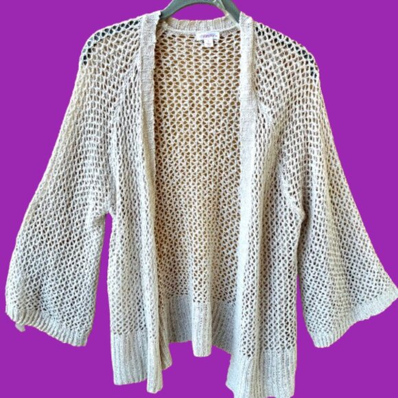 Xhilaration Boho Cardigan Sweater Cream Crochet Open Front Festival - Picture 12 of 13